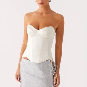 New Peppermayo ivory satin corset top